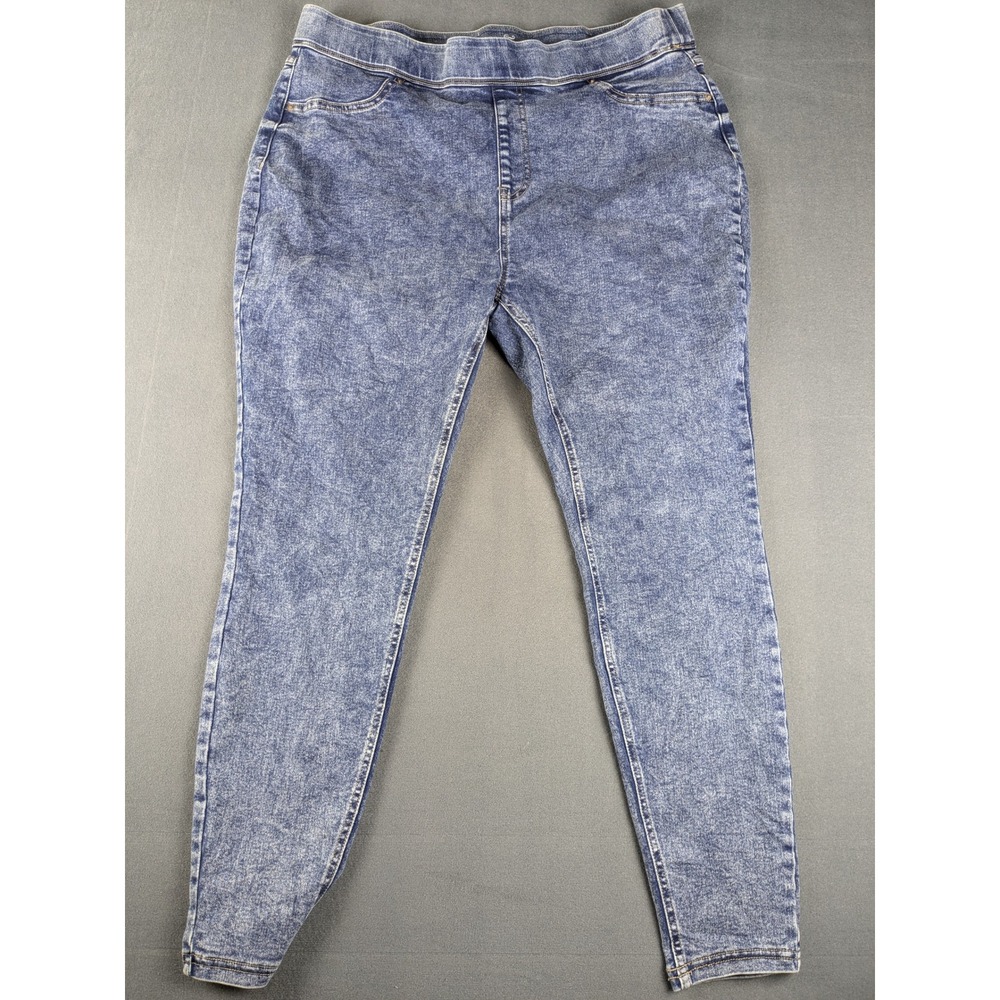 Terra & Sky Jeggings Women 1X Blue Acid Wash Pull On Skinny Denim TS33100077463